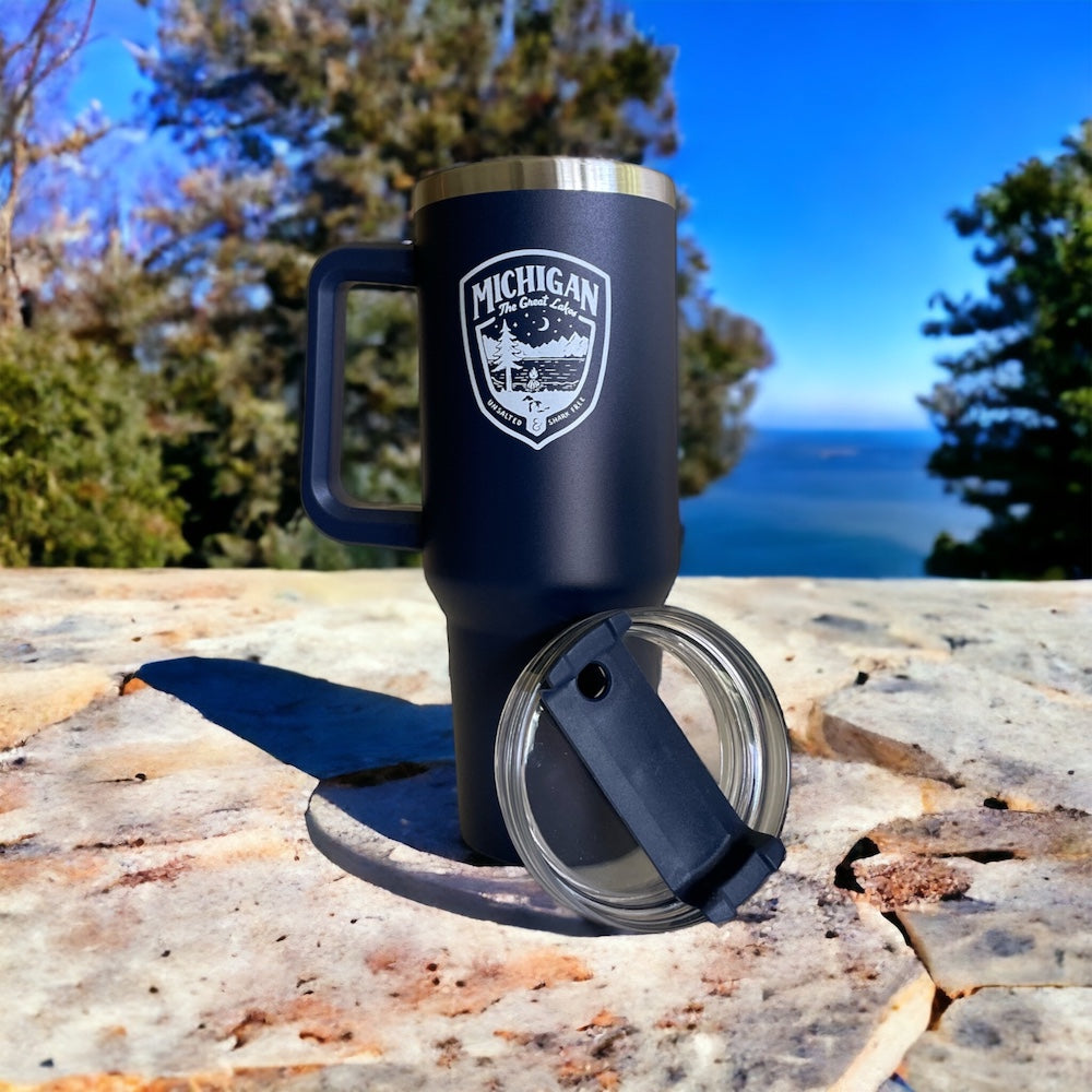 Handle Mug - Michigan Shield - Navy Blue