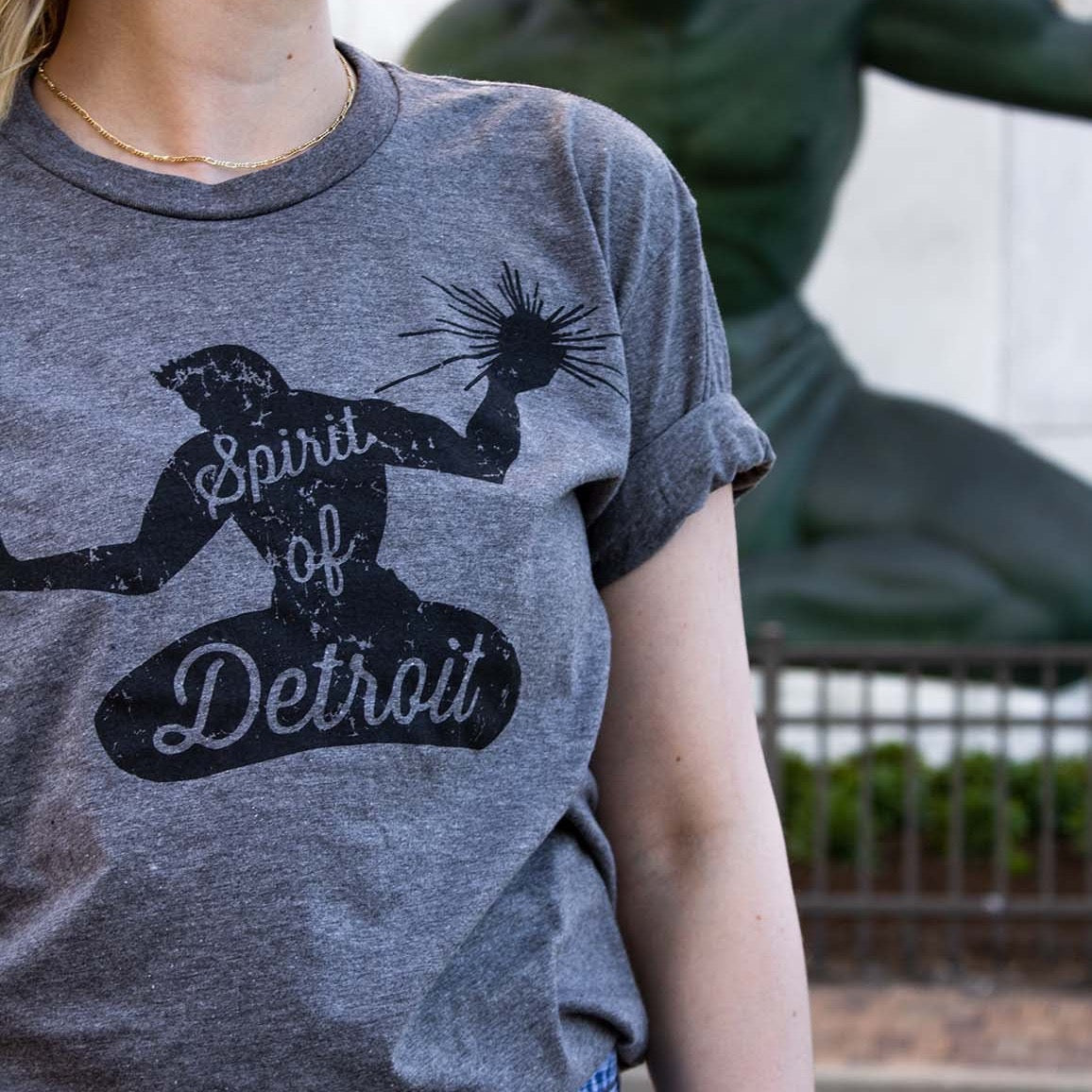 Mens Triblend Spirit of Detroit 2 T-shirt (Grey)