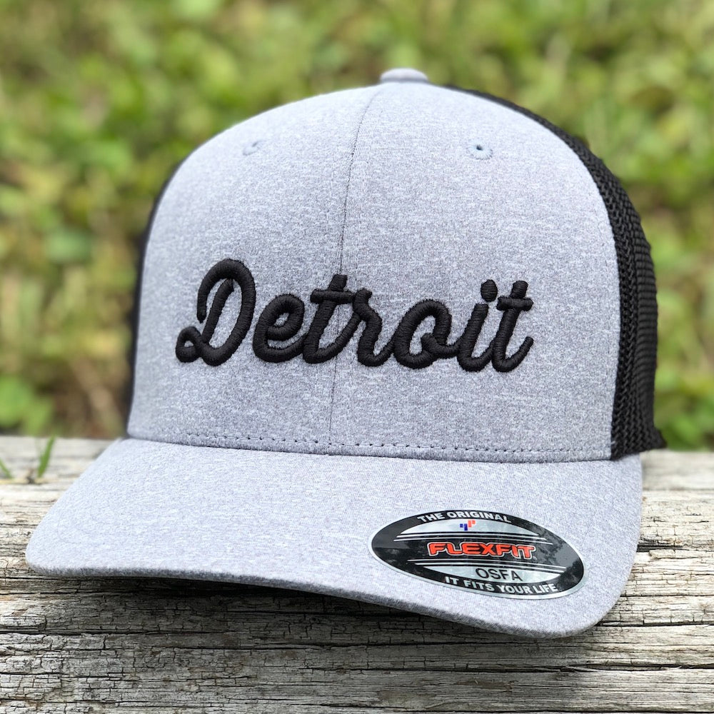 Hat - Detroit Script Flexfit (Heather Grey / Black / Black)