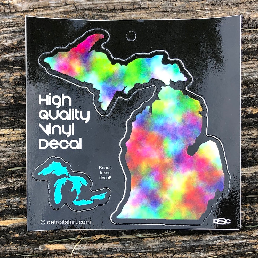 Sticker - Michigan Tie Dye Shape + Bonus!