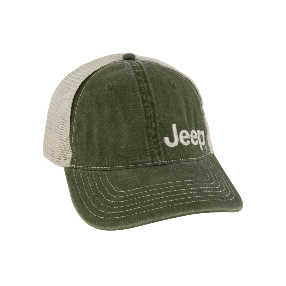 Hat - Jeep Garment Washed Trucker - Drab Green
