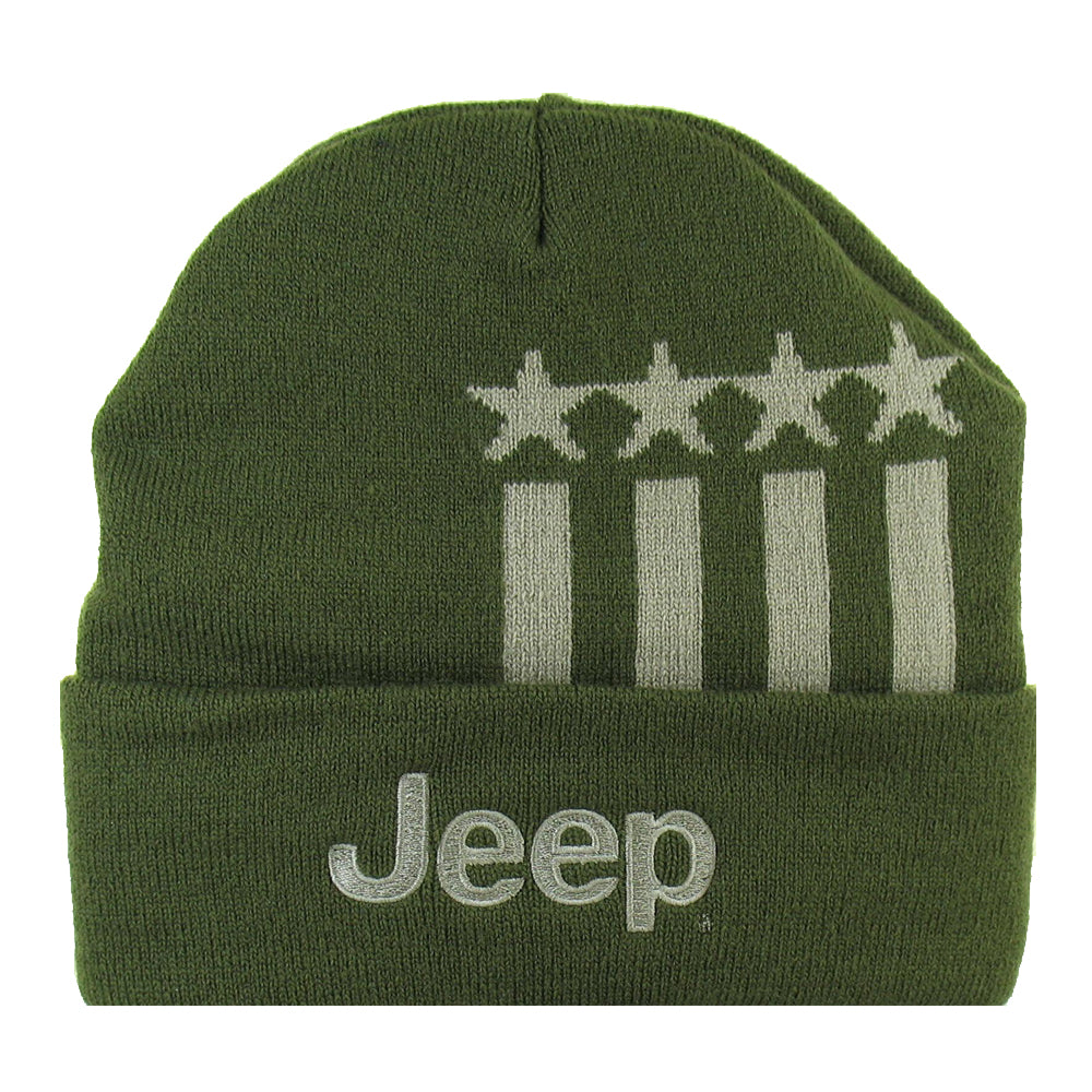Hat - Jeep Stars and Stripes Flip Knit - Military Green