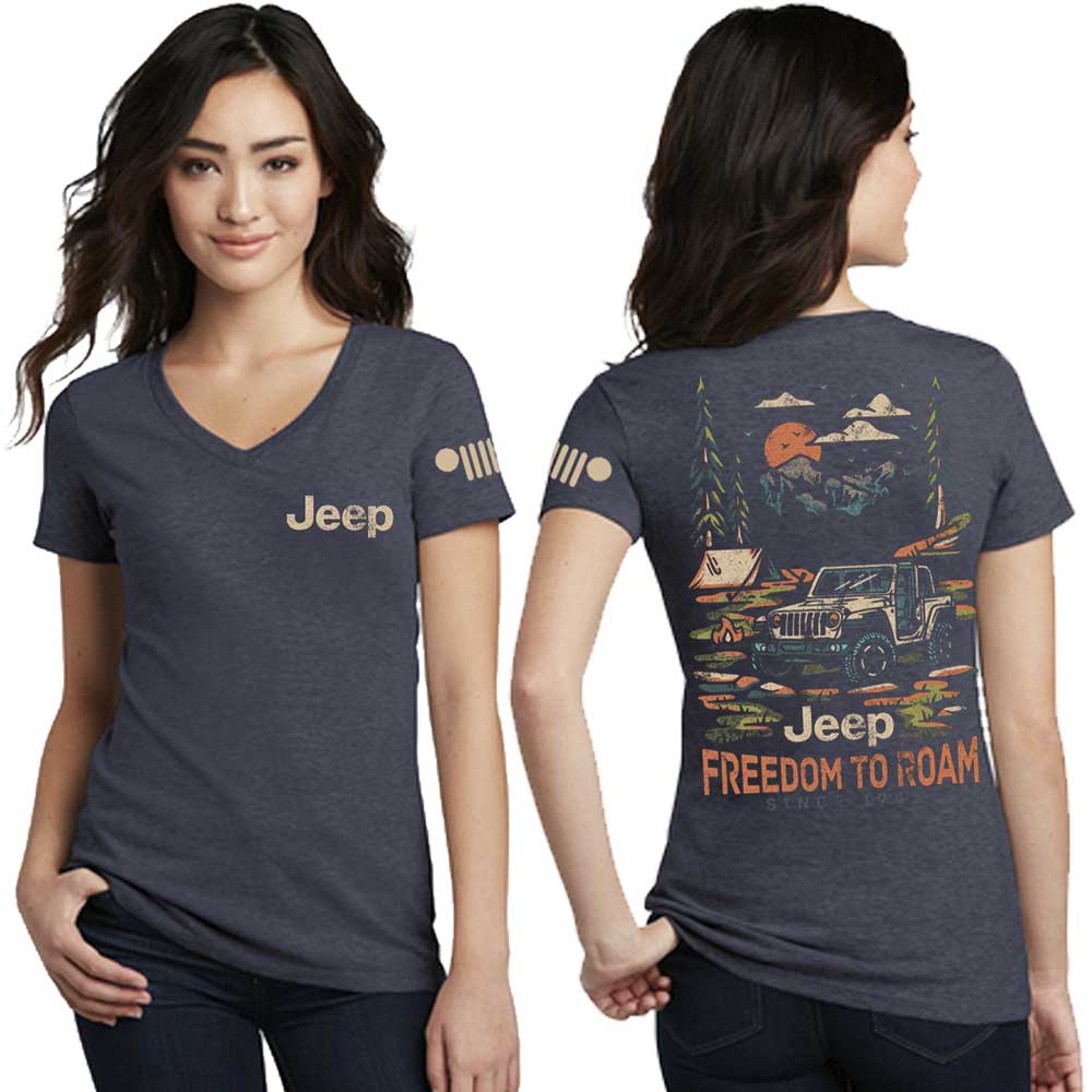 Ladies Jeep® Freedom to Roam V-neck - Navy Blue