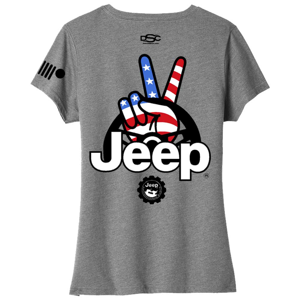 Ladies Jeep® Wave USA V-neck - Graphite Heather
