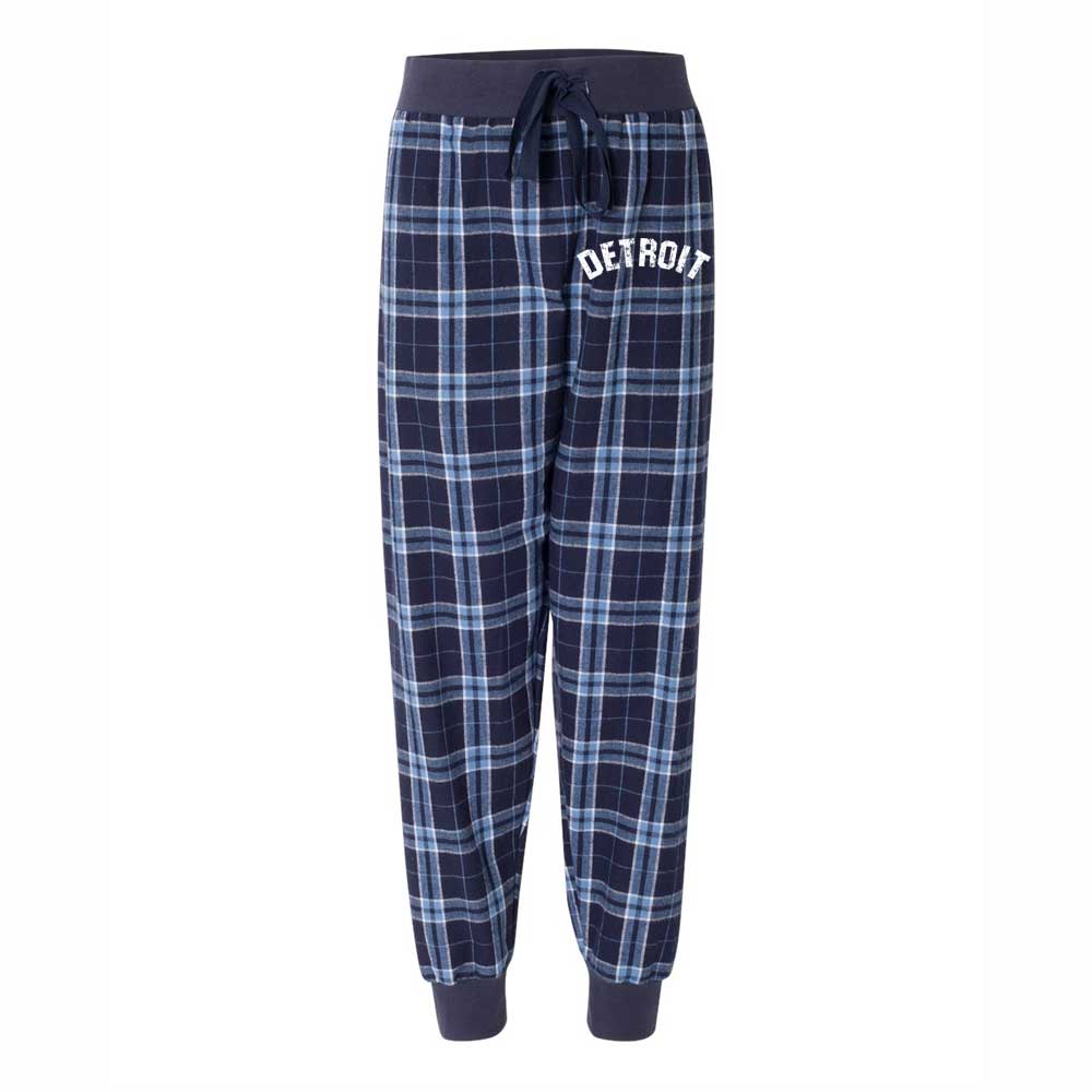 Ladies Detroit Bend Flannel Tailgate Joggers - Navy/Columbia Blue