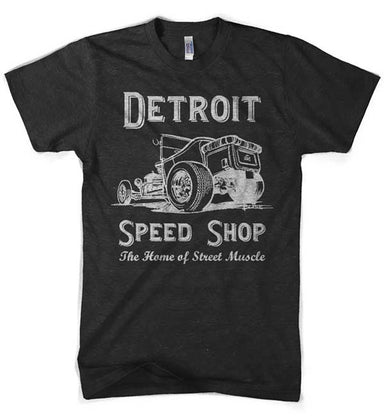 Mens Detroit Speed Shop Tubber T-shirt (Heather Black) | Detroit Shirt Co.