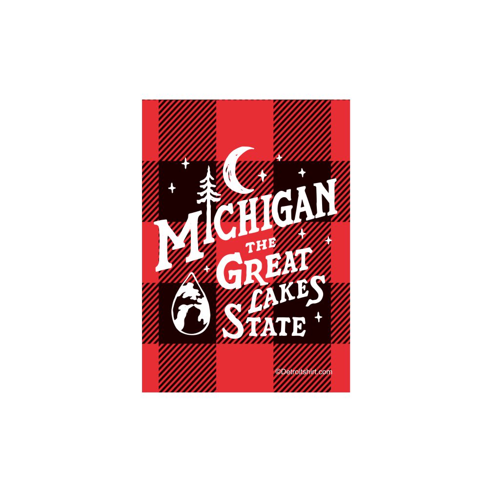 Sticker - Michigan Vintage Font Plaid