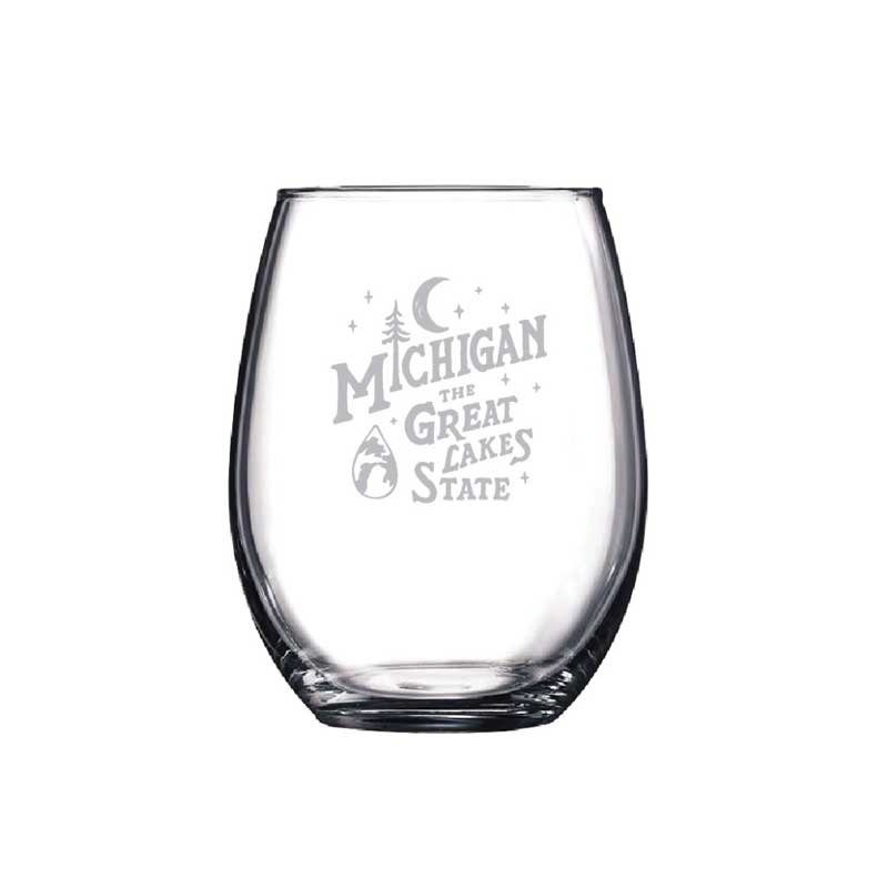 Wine Glass - Michigan Vintage Font