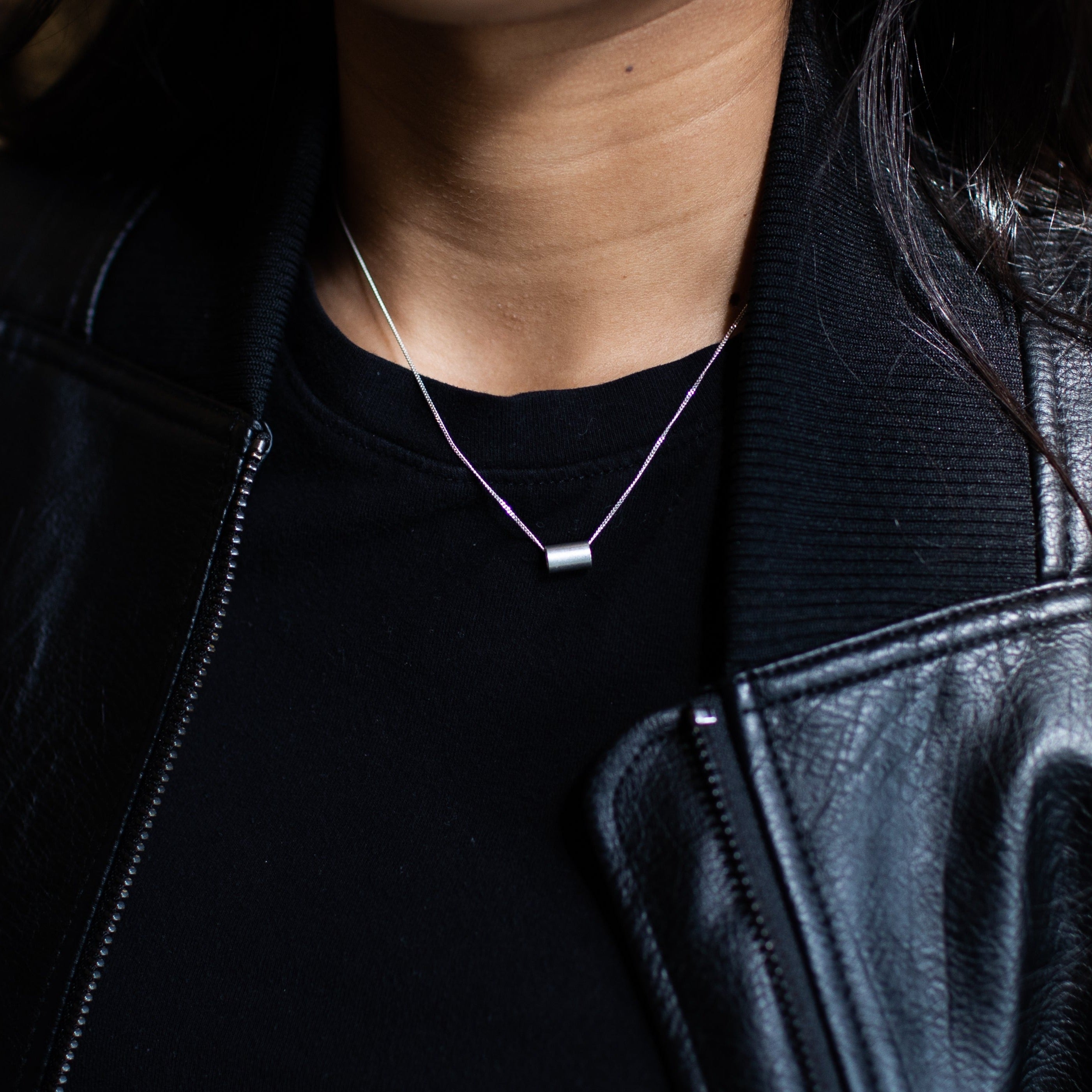 Simplify Necklace | Repurposed Tin Auto Ferrule | Sterling Silver Chain