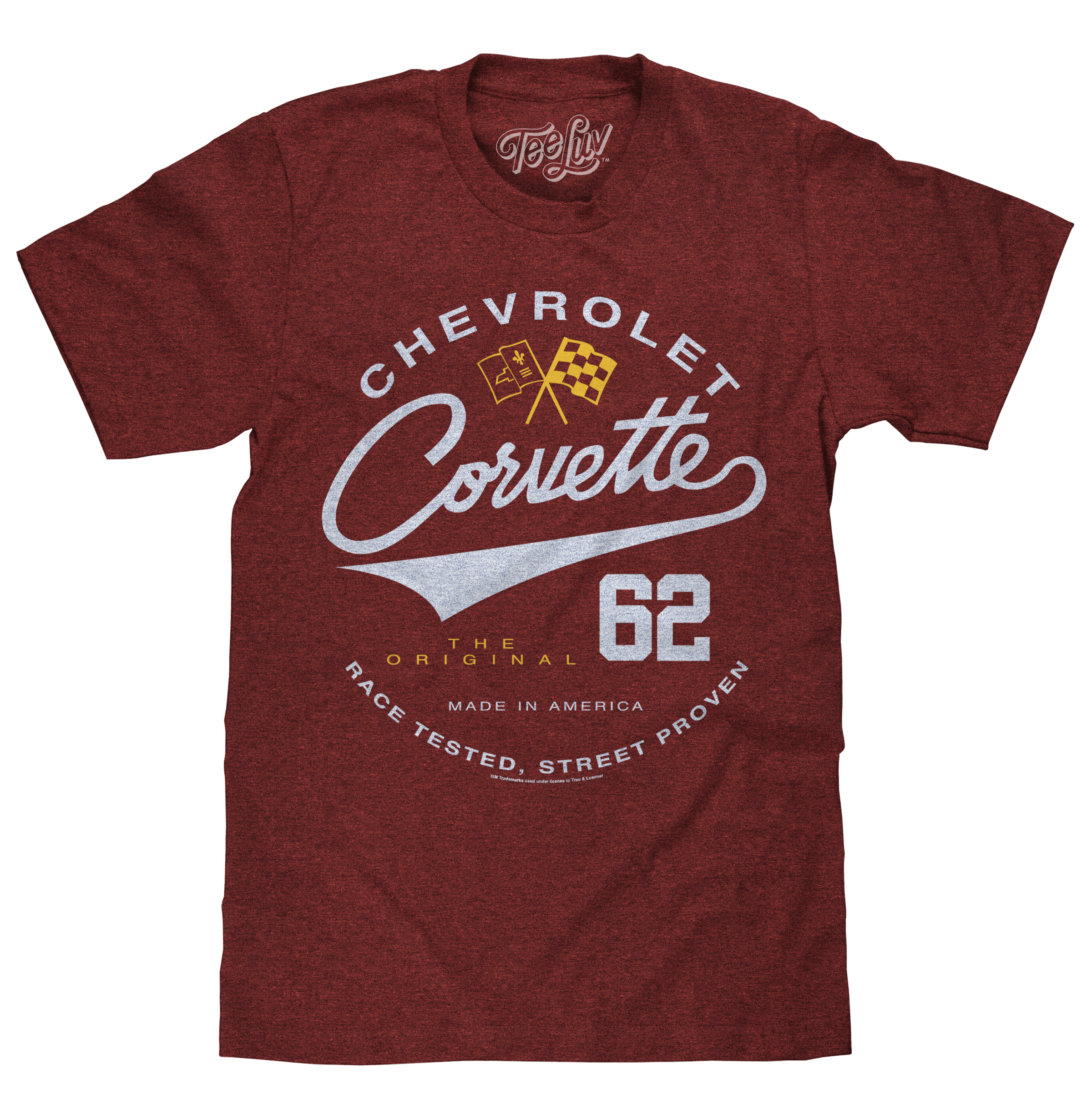 Chevrolet Corvette 62 Race Tested Street Proven T-Shirt - Crimson Heather