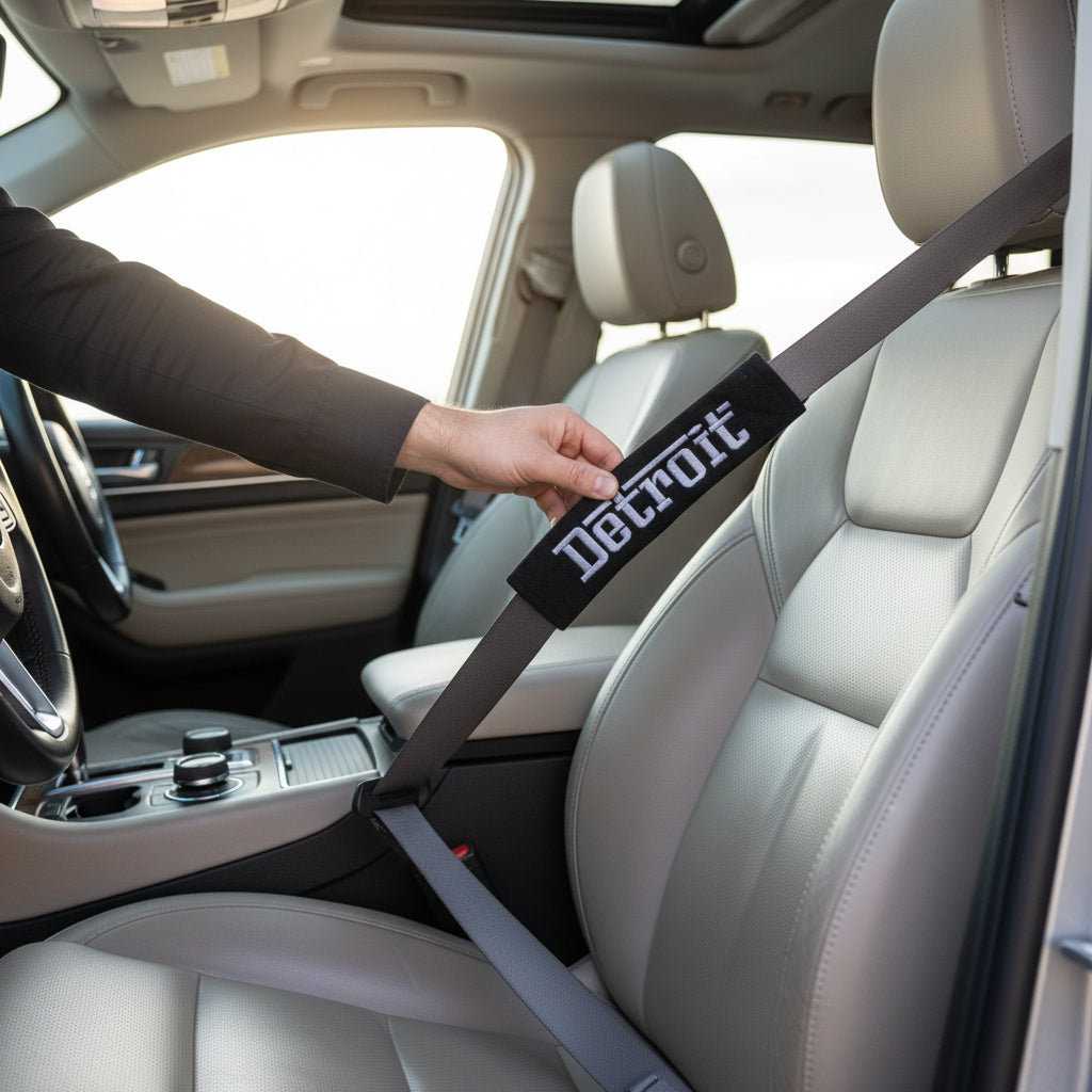 Seat Belt Covers - Detroit Grigio