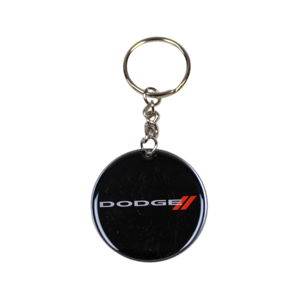 Keychain - Dodge Challenger Script - Round Metal