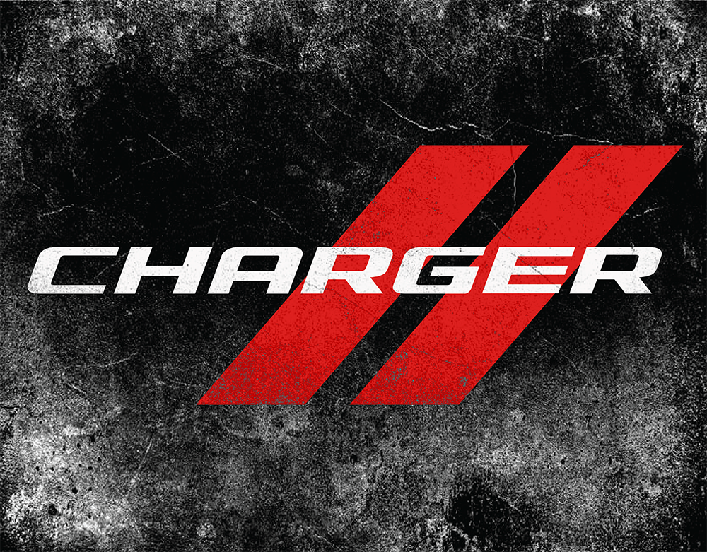 Metal Sign - Dodge Charger Text