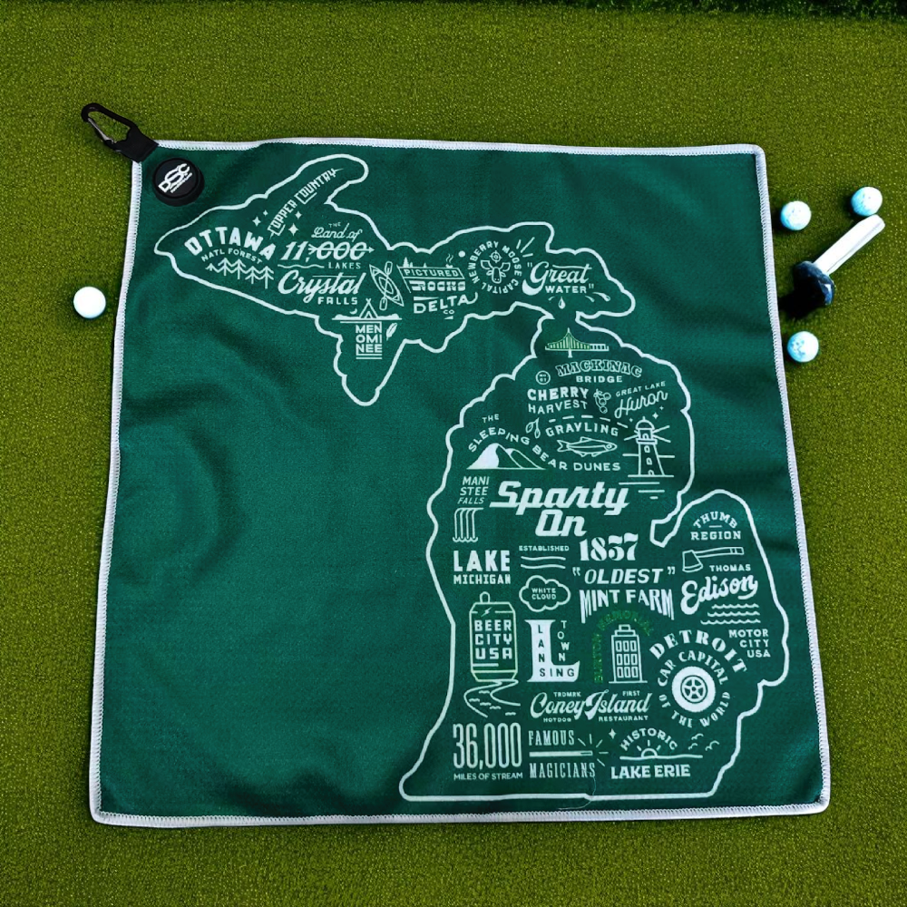 Golf Towel - Michigan Places-Green