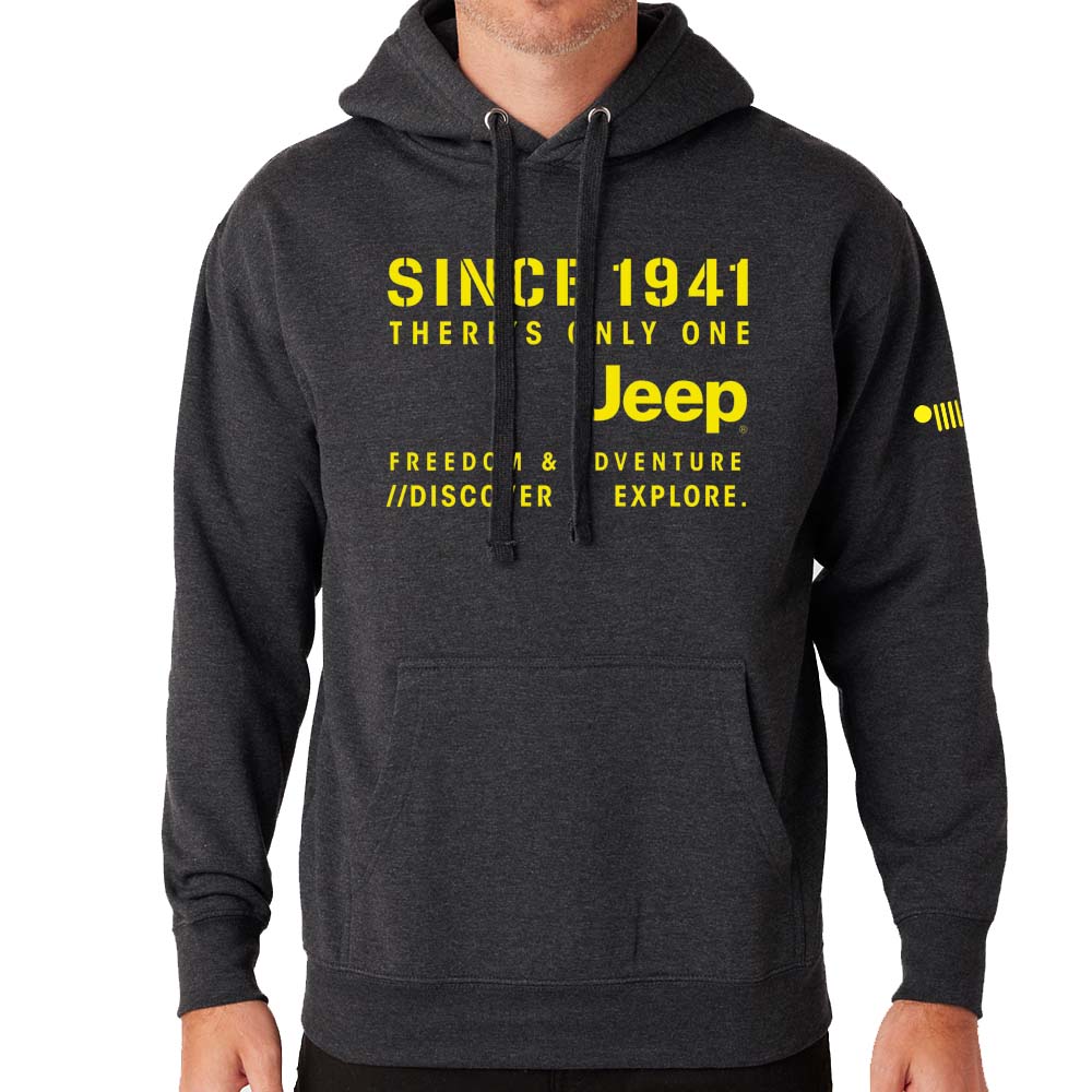 Mens Jeep® Stencil Hoodie - Heather Charcoal