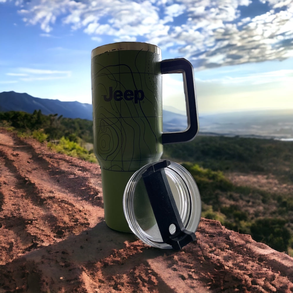 Handle Mug - Jeep Topography - Green