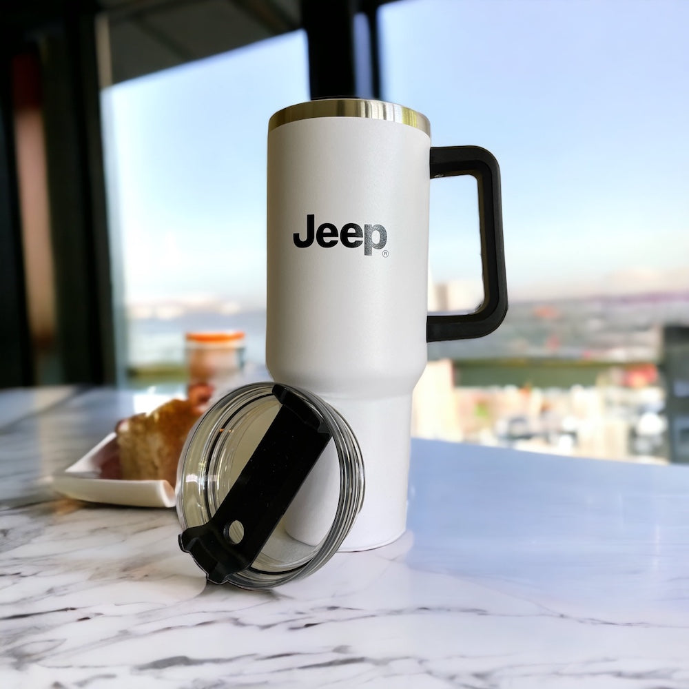 Handle Mug - Jeep Text Grille - White