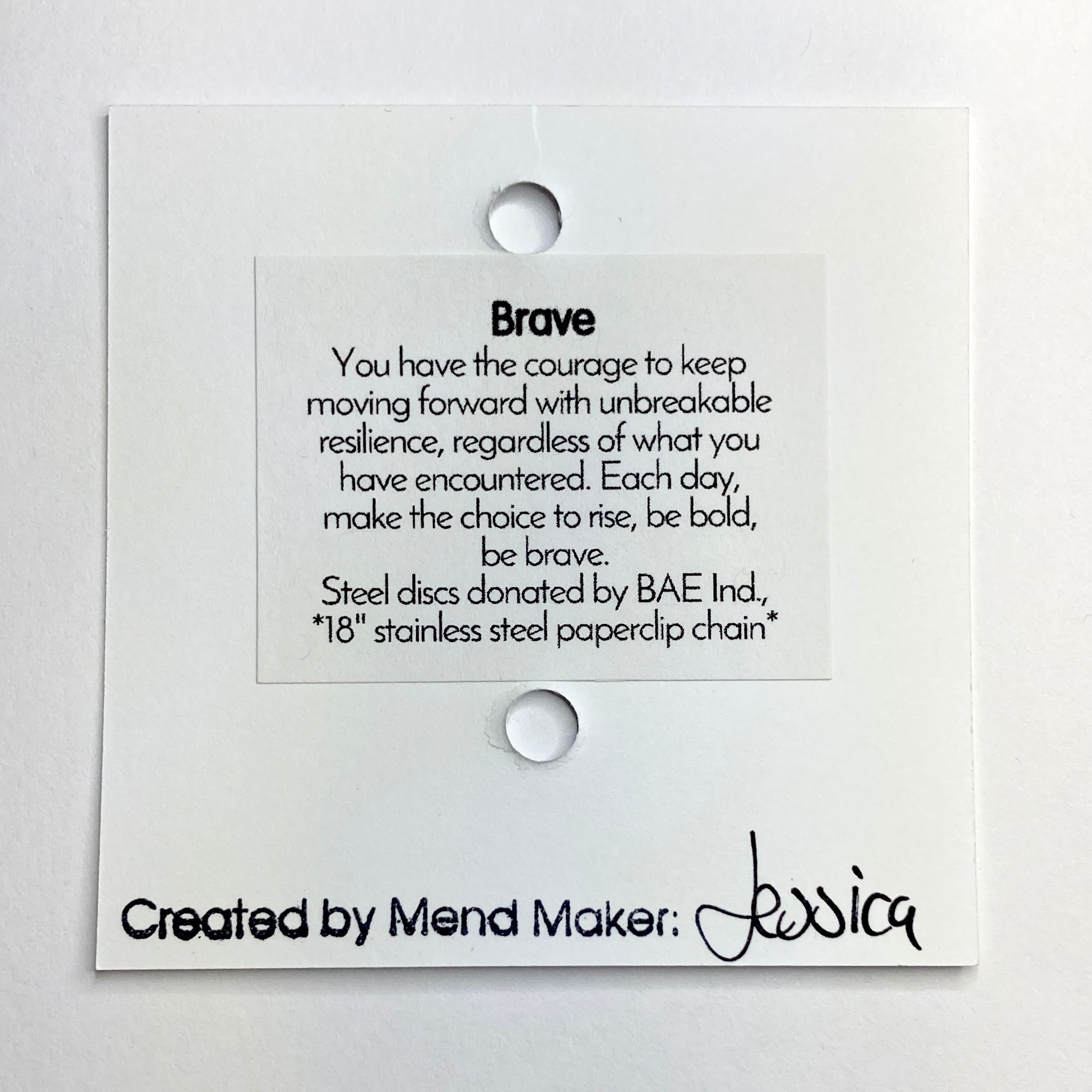 Brave Necklace | Repurposed Steel Automotive Parts | Stainless Steel Chain