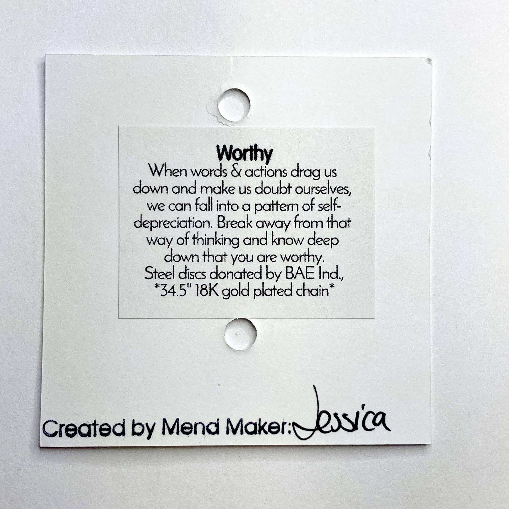 Worthy 2-in-1 Charm Necklace | Repurposed Stainless Steel Auto Parts | 18K Gold Plated Chain