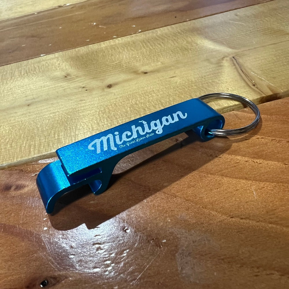 Keychain -  Michigan Script Bottle Opener