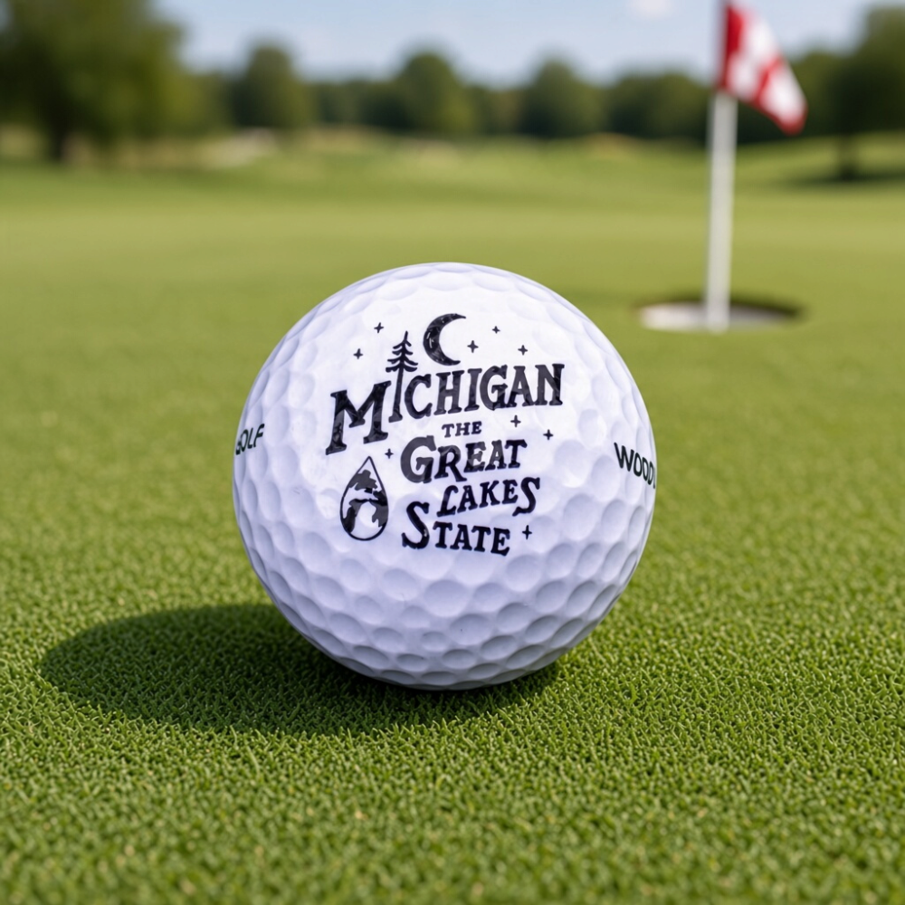 Golf Ball - Michigan Vintage Font