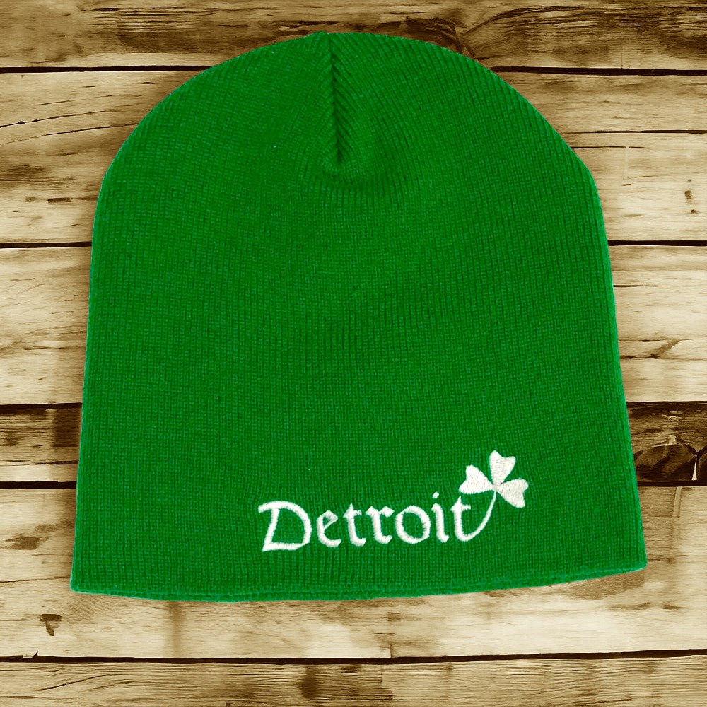 Hat - Detroit St. Patrick's Shamrock Beanie Knit - Kelly Green