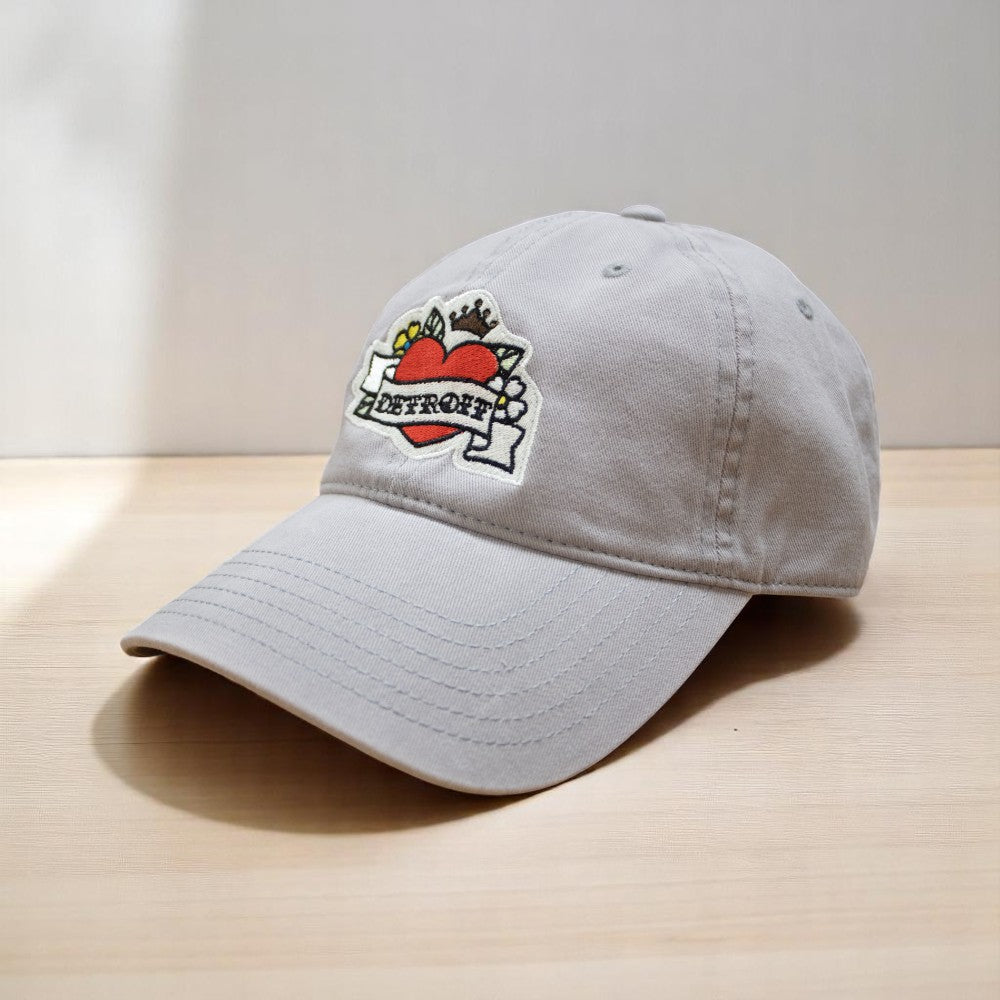 Hat - Detroit Tattoo Heart - Light Grey