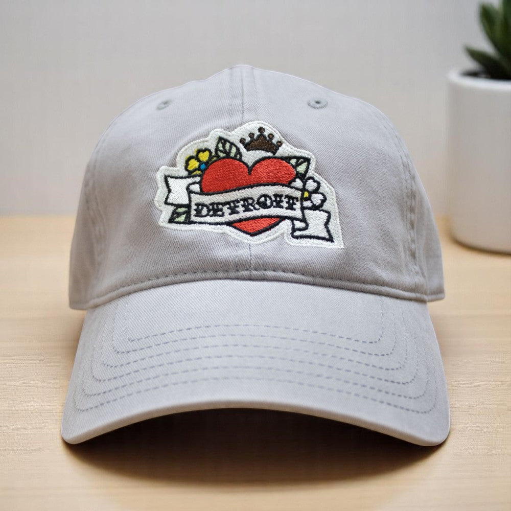 Hat - Detroit Tattoo Heart - Light Grey