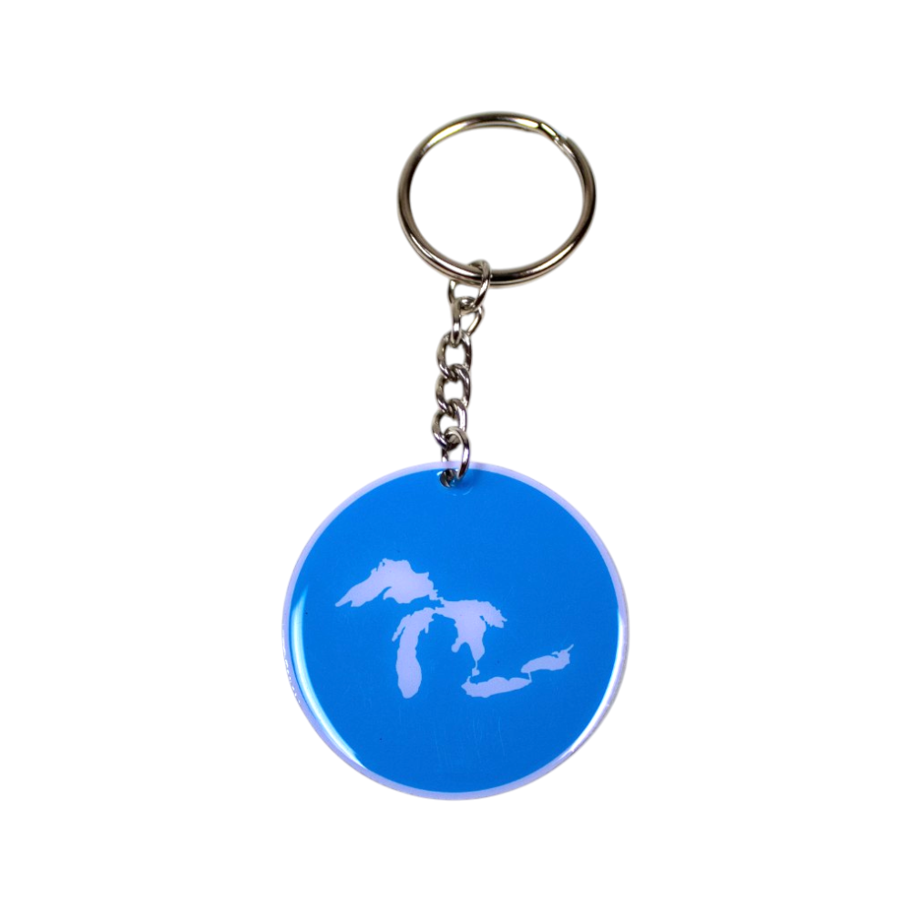 Keychain - Lake Life Michigan - Round Metal