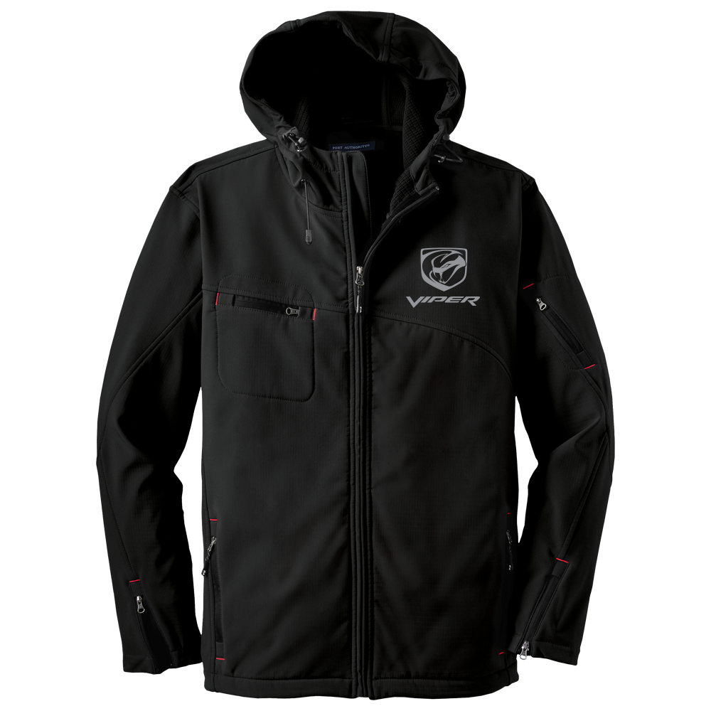 Mens Dodge® Viper Stryker Hooded Softshell Jacket - Black