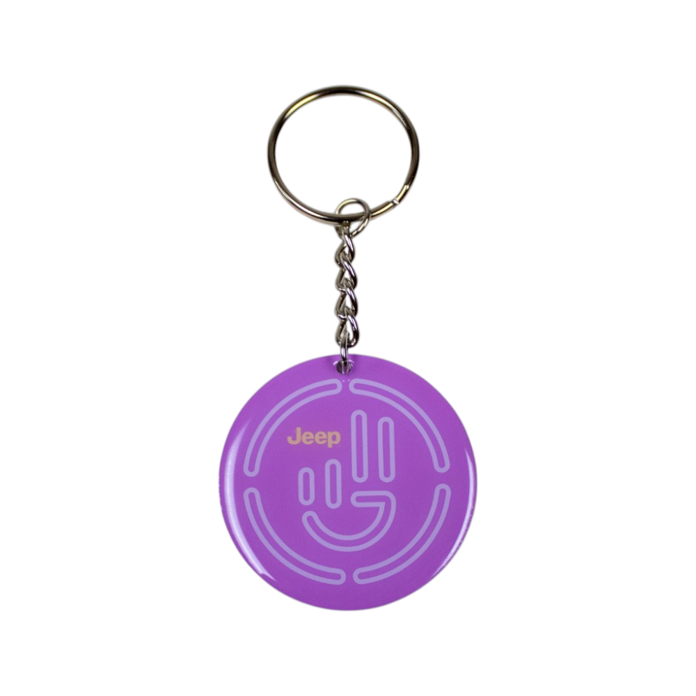 Keychain – Jeep Flowers -  Round Metal