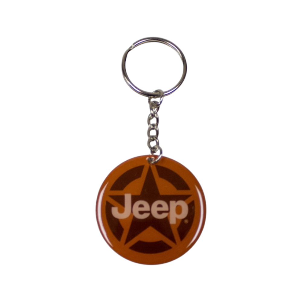 Keychain - Jeep Star Brown - Round Metal