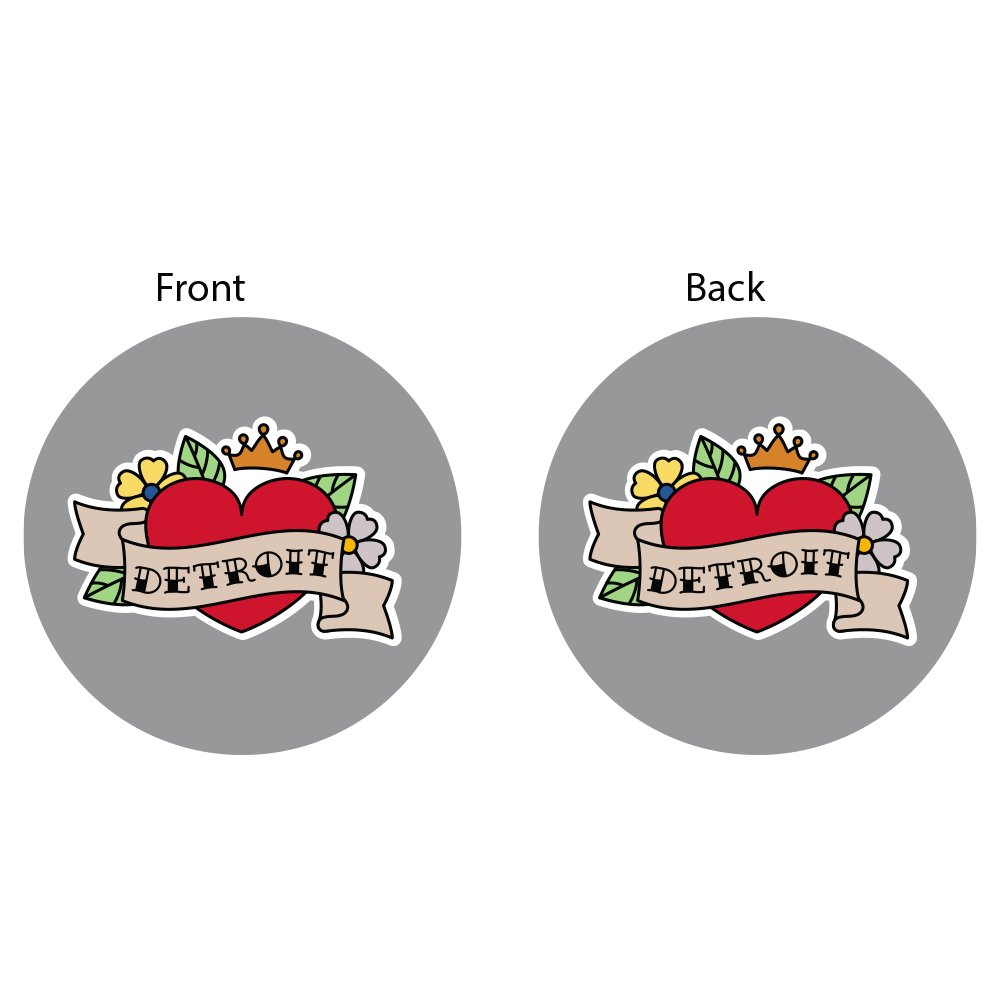 Keychain - Detroit Heart Tattoo - Round Metal