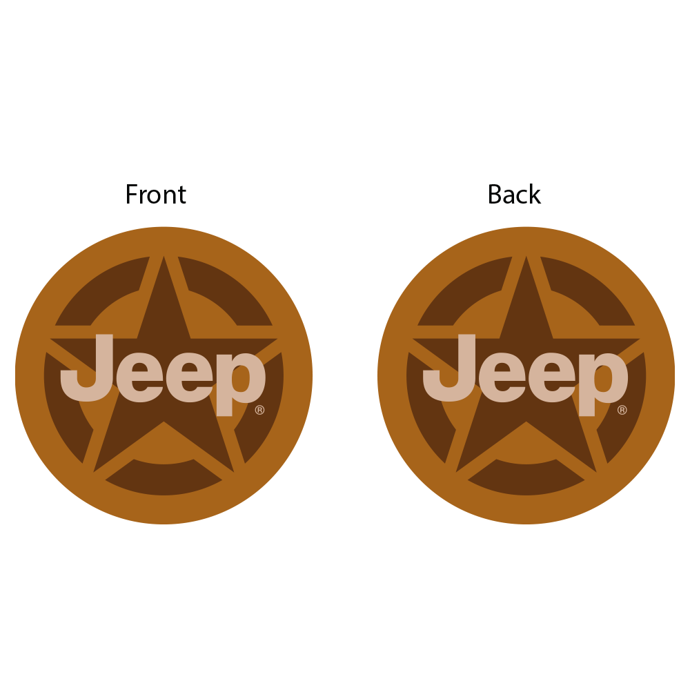 Keychain - Jeep Star Brown - Round Metal