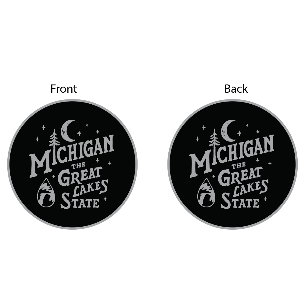Keychain - Michigan Vintage Font - Round Metal