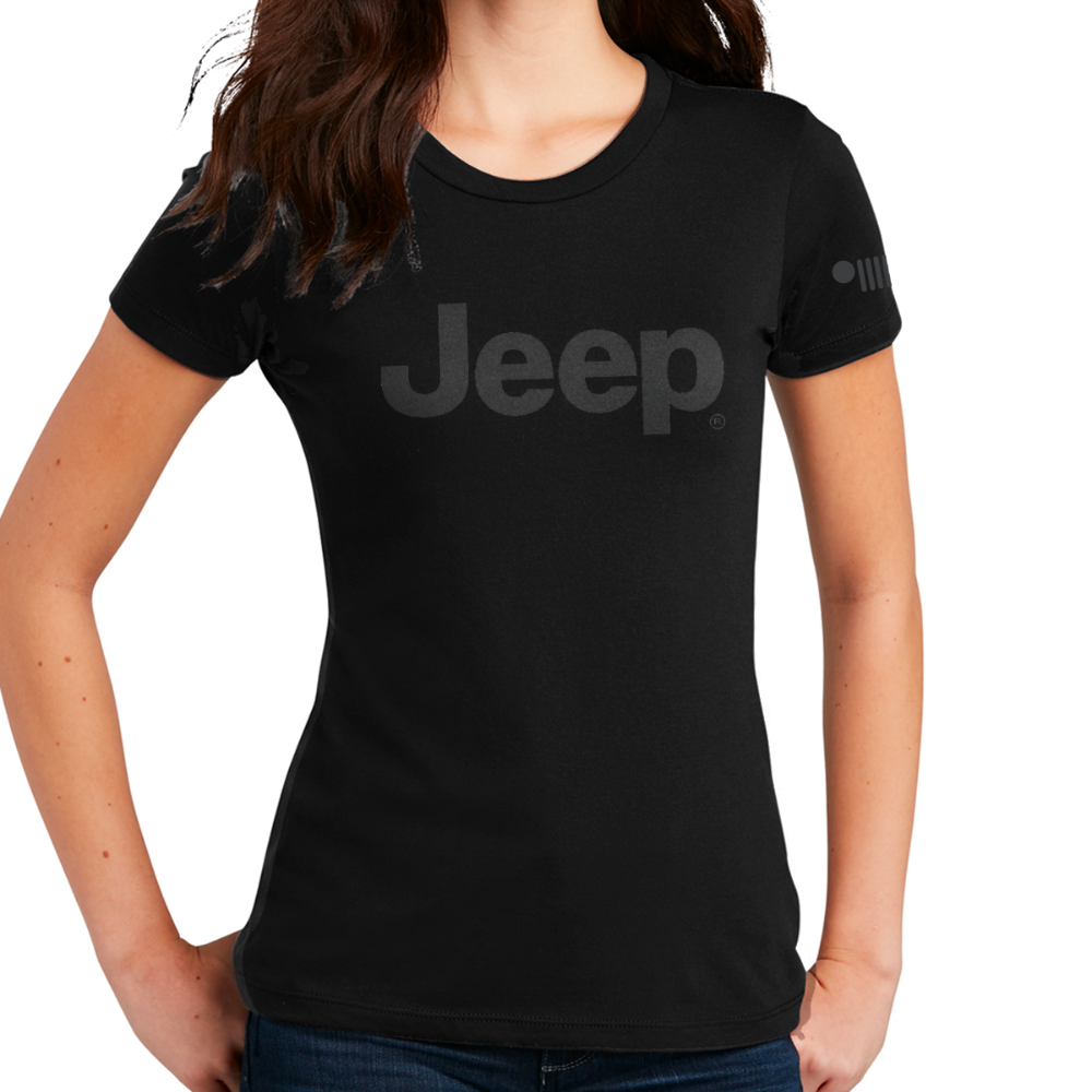 Ladies Jeep® Text Blackout T-Shirt - Black
