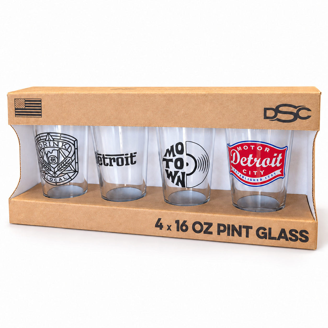 Pint Glass 4 Pack - Detroit Vibes