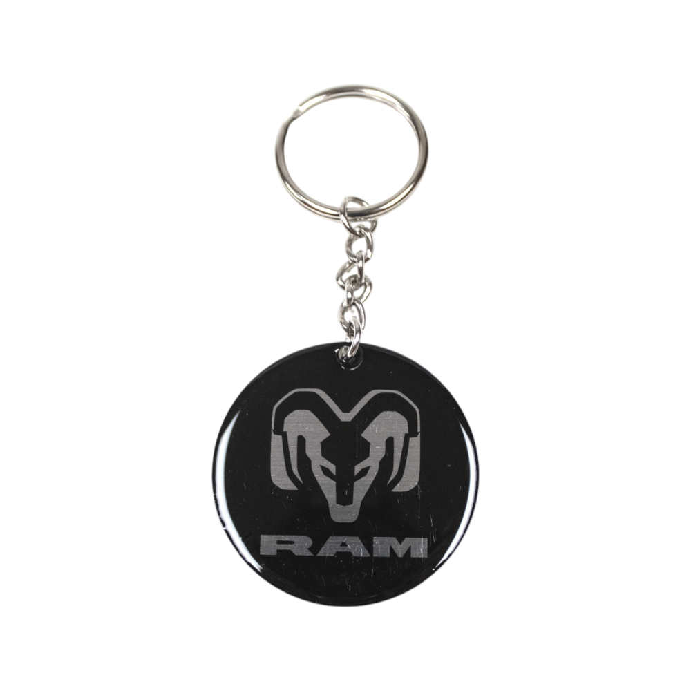 Keychain - Ram Black - Round Metal