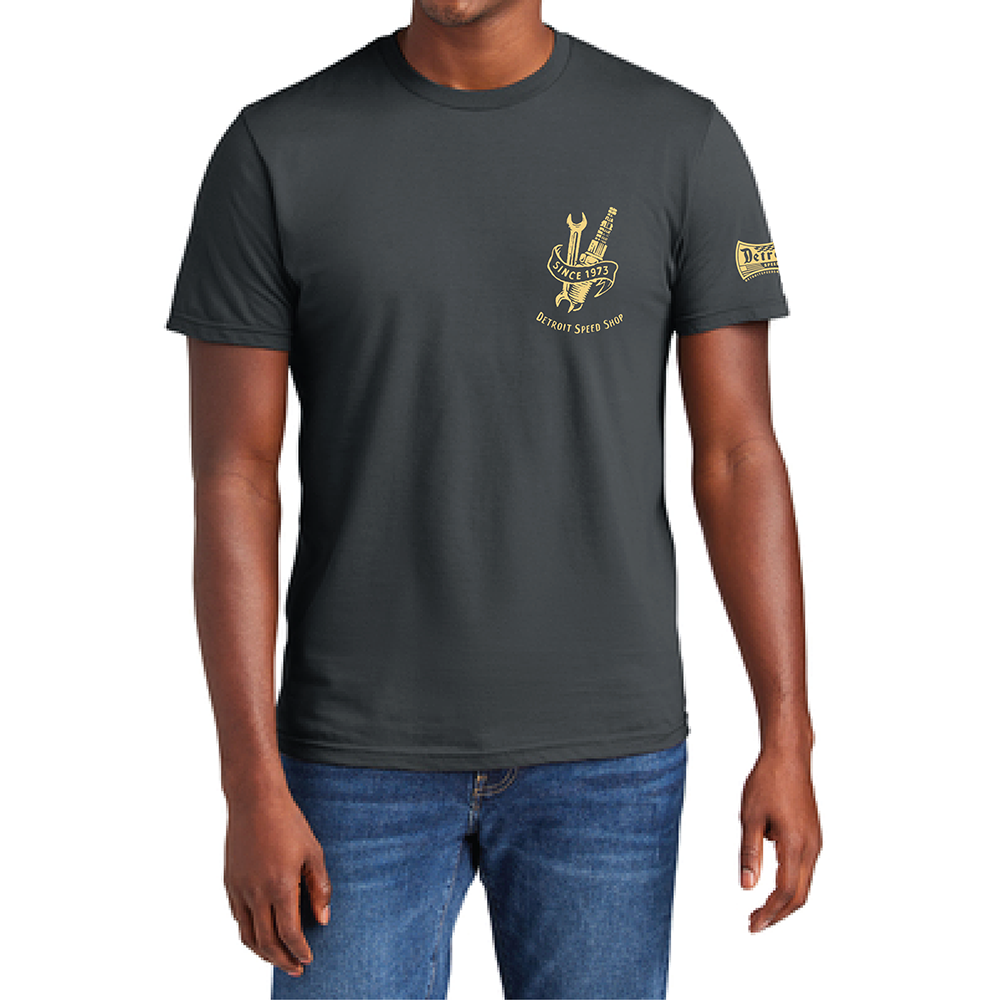 Mens Detroit Speed Shop Blood Sweat & Speed T-shirt - Charcoal