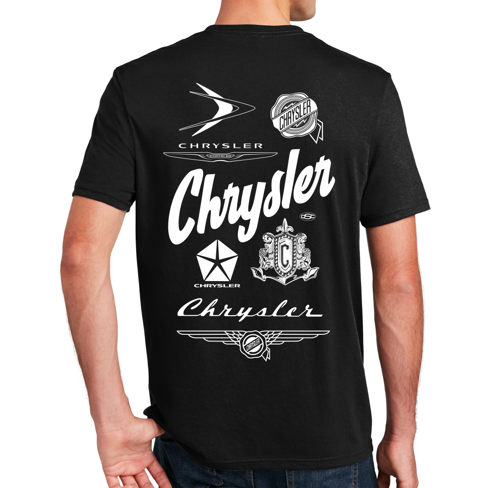 Mens Chrysler 100 Years Historical Logos T-shirt - Black