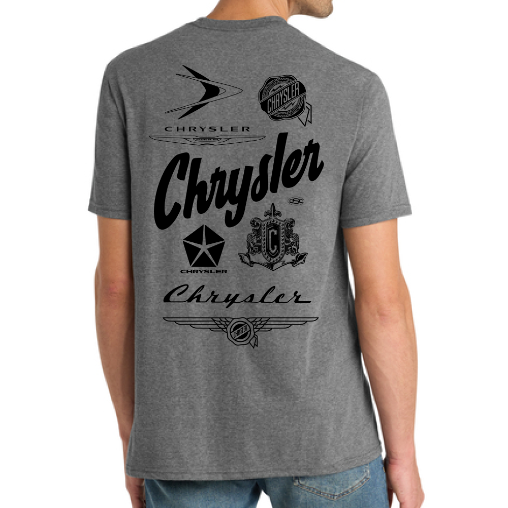Mens Chrysler 100 Years Historical Logos T-shirt - Grey