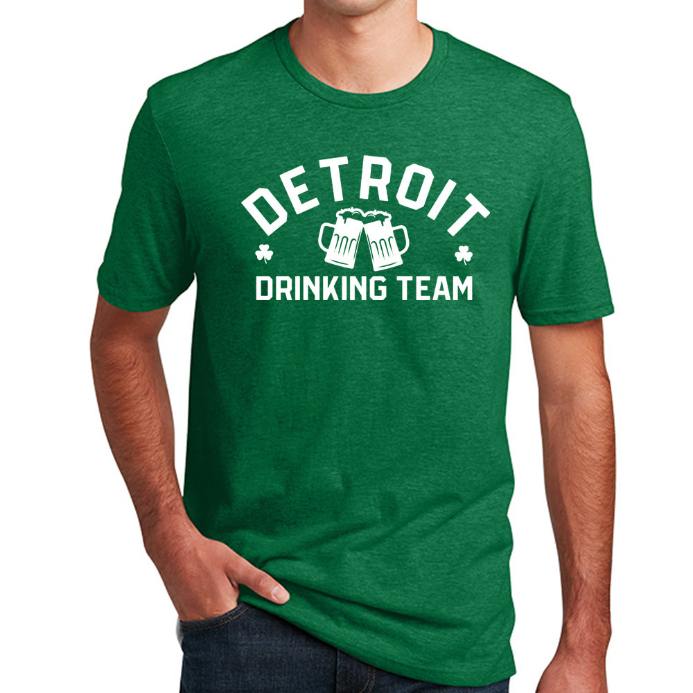 Mens Detroit Drinking Team St. Patrick's Day T-shirt (Heather Kelly Green)