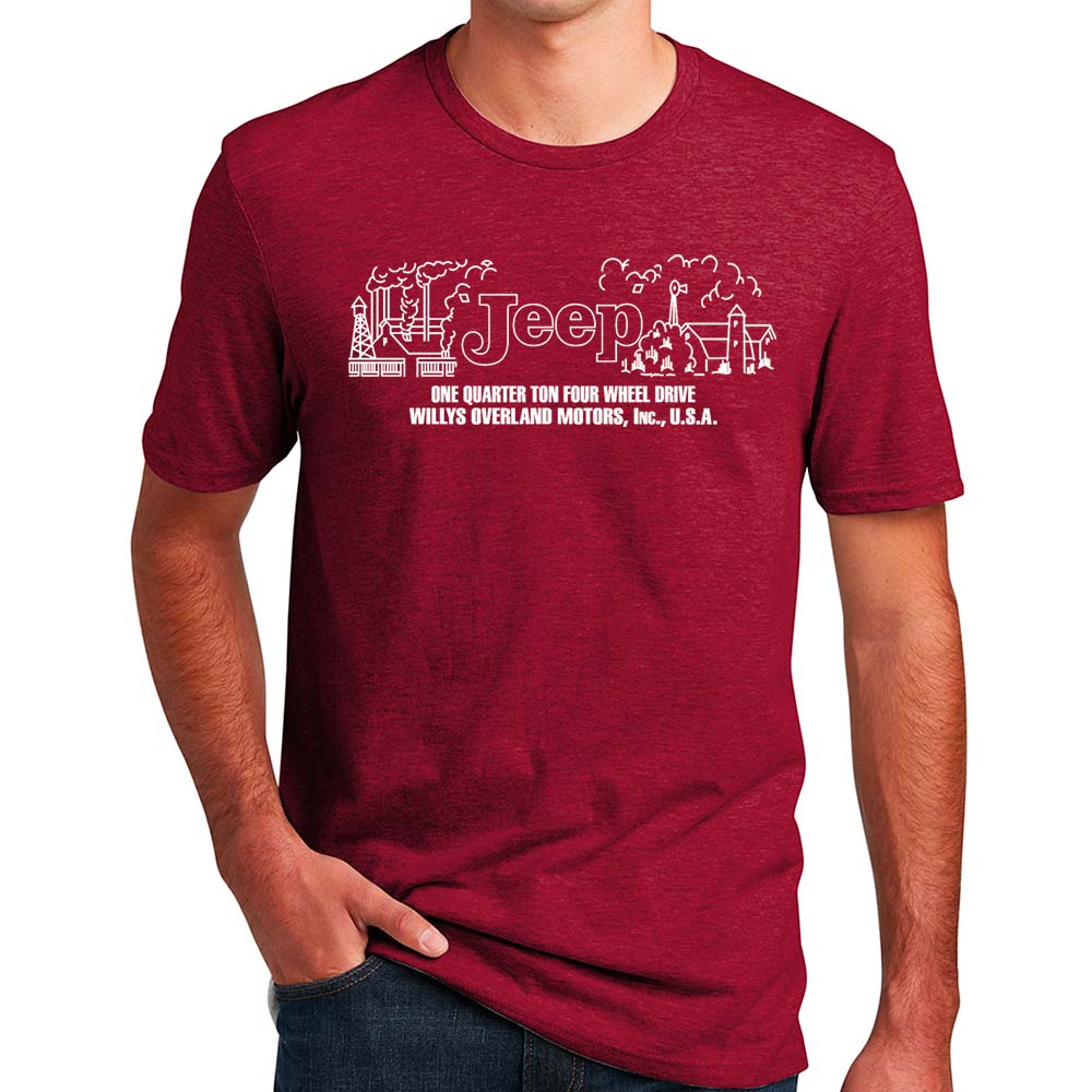 Mens Jeep® Willys Dash Plaque T-Shirt - Heather Deep Red