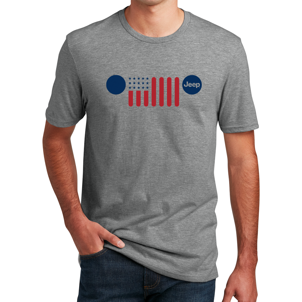 Mens Jeep® Flag Grille - Triblend Grey T-Shirt