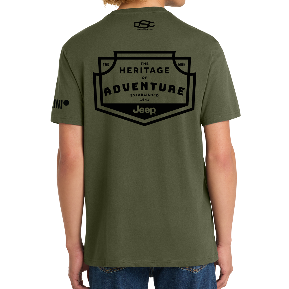 Mens Jeep® Heritage of Adventure Badge T-Shirt - Olive Green