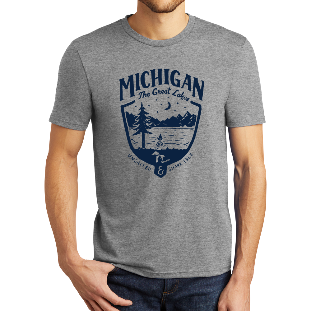 Mens Triblend Michigan Shield T-shirt (Grey)
