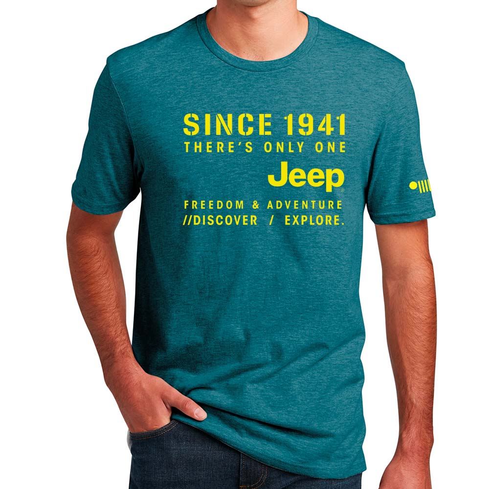 Mens Jeep®Stencil T-Shirt - Heather Deep Ocean Green