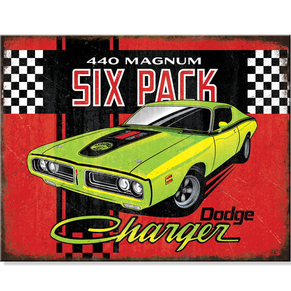 Metal Sign - Dodge Charger- SIX PACK - DESP