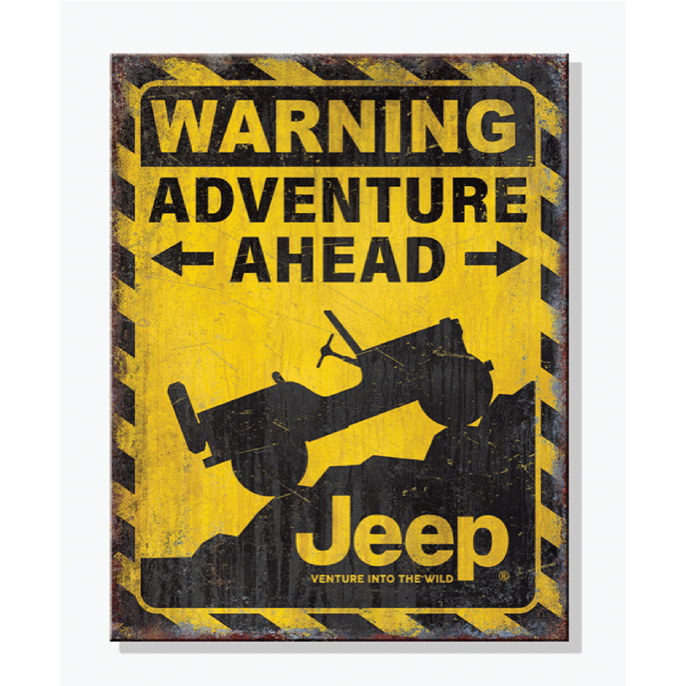 Metal Sign - Jeep Warning Adventure Ahead - DESP