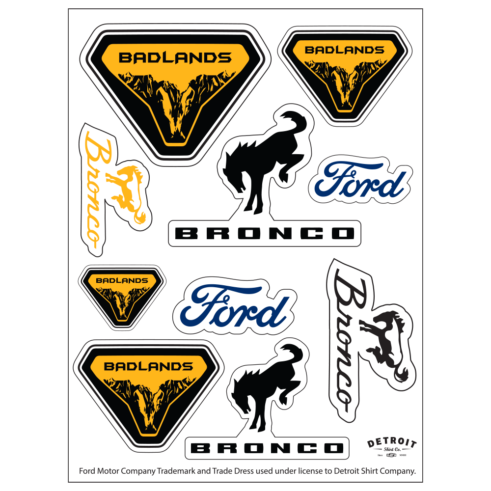 Bronco Sticker Sticker - Ford Bronco Badlands - Sheet – Official DSC-Ford Gear ...